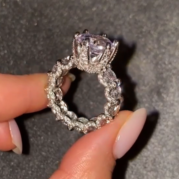 Women Crown 8ctw Round Cut White Sapphire Ring -JEWELBUYS
