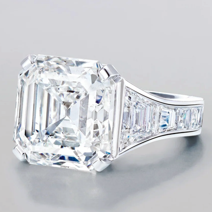 12ct Asscher Cut White Diamond Ring - JEWELBUYS