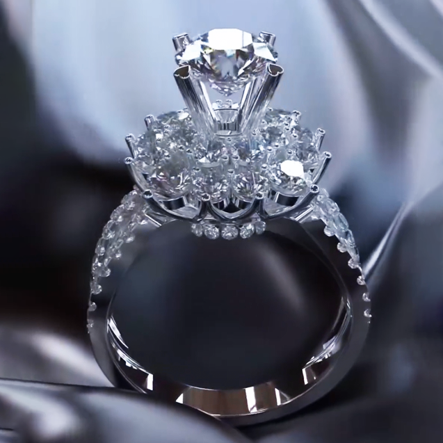 Deluxe 4.0ctw White Sapphire Round Cut Engagement Ring -JEWELBUYS