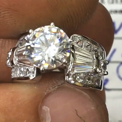 3.25Ctw Round White Sapphire Engagement Ring- JEWELBUYS