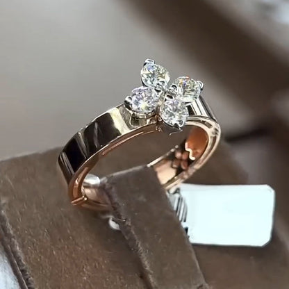 Women 8ctw Round Cut 4 Stone Classic four-leaf clover Eternity White Sapphire Ring -JEWELBUYS