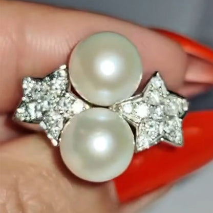 0.5ctw White Pearl and Sapphire Ring-JEWELBUYS