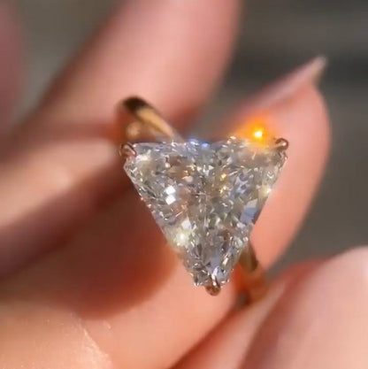 3.03ct Rose Gold Triangle Cut White Sapphire Ring - JEWELBUYS