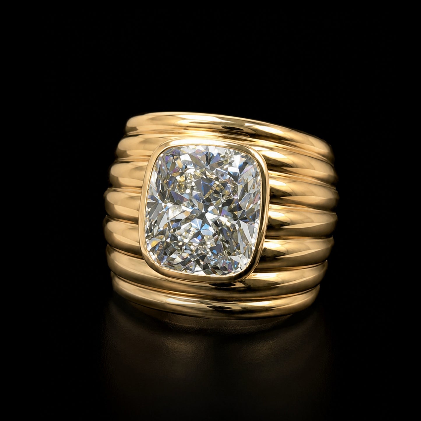 7.2Ct cushion-shaped floral single sapphire wide engagement ring-JEWELBUYS