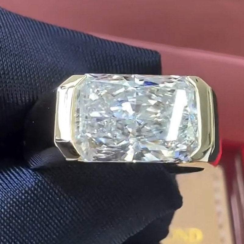 6ct Radiant Cut White Sapphire East-West Setting Men's Engagement Ring-JEWELBUYS