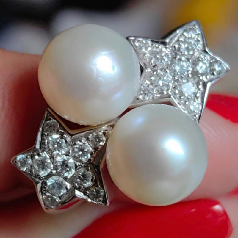 0.5ctw White Pearl and Sapphire Ring-JEWELBUYS