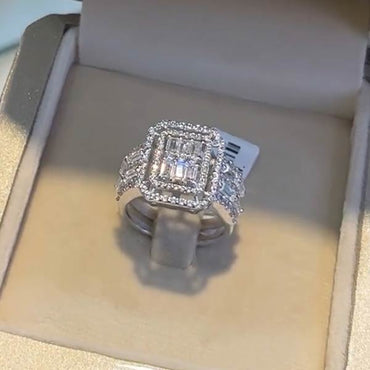 6ctw Emerald Cut White Sapphire Fancy Ring -JEWELBUYS