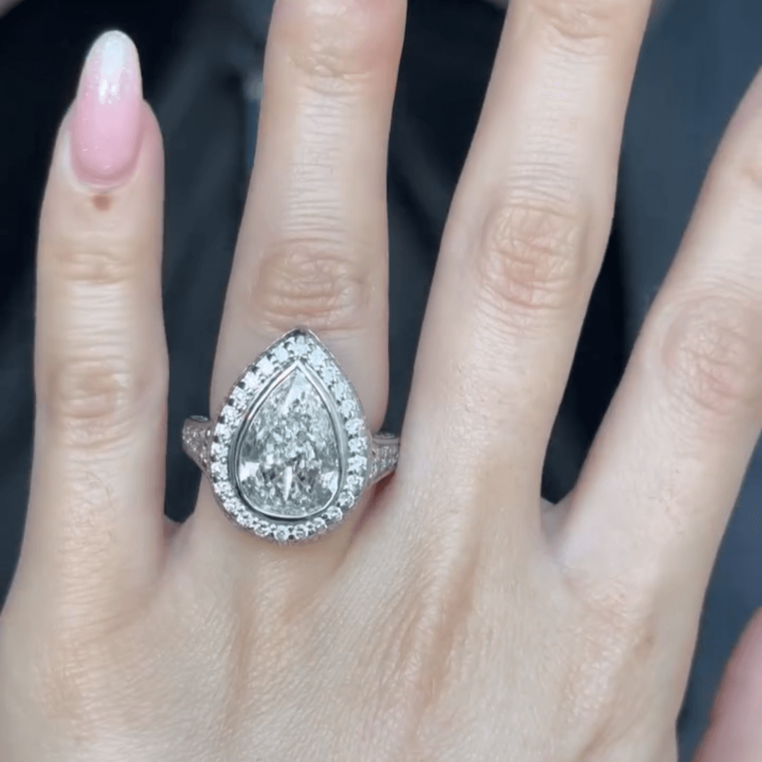 Resplendent 5.1ct Pear Cut White Sapphire Engagement Ring-JEWELBUYS