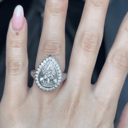 Resplendent 5.1ct Pear Cut White Sapphire Engagement Ring-JEWELBUYS