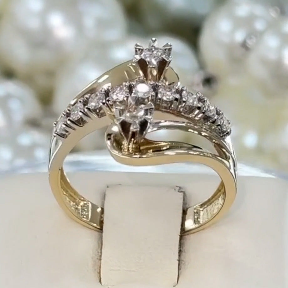 1.2Ctw Round White Sapphire Elegant Twisted Band Ring- JEWELBUYS