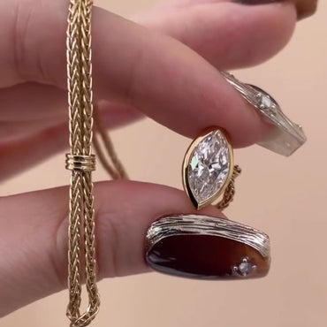 2.0Ct marquise-cut sapphire woven band ring-JEWELBUYS