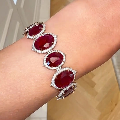 120ctw Oval Cut Deep Red Ruby Necklace and Bracelet-JEWELBUYS