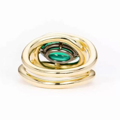 Stylish 5.8ct Oval Cut Emerald Split Shank Engagement Ring-JEWELBUYS