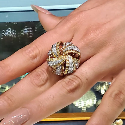 1.5Ctw Crushed White Sapphire Cocktail Art Ring-JEWELBUYS