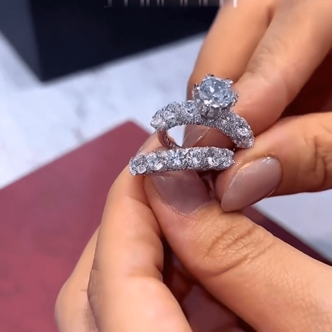Shiny 3ct Round Cut White Sapphire Women's Engagement Ring in Silver-JEWELBUYS