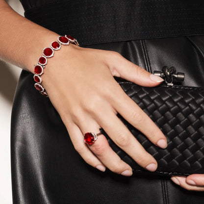 120ctw Oval Cut Deep Red Ruby Necklace and Bracelet-JEWELBUYS