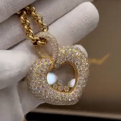 2.35Ctw Scattered Transparent Sapphire Heart Pendant Necklace-JEWELBUYS