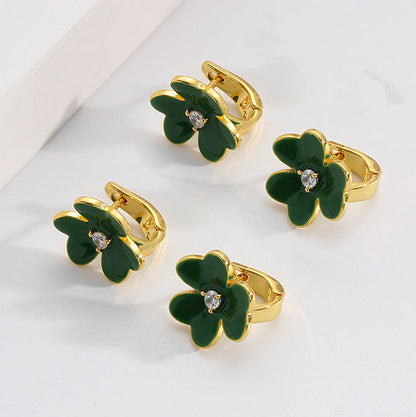 Simple Clover Zirconia Earrings - JEWELBUYS