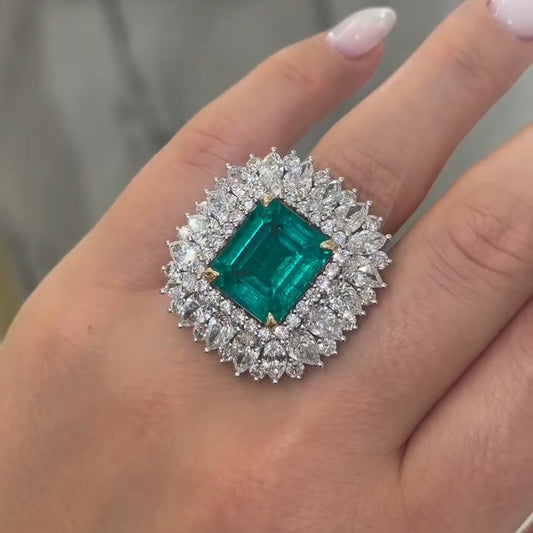 5.62Ctw Emerald and Sapphire Multi-Layer Ring-JEWELBUYS