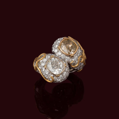 3.52Ctw cushion-cut sapphire bypass ring- JEWELBUYS