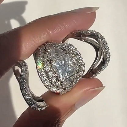 8.0Ctw Princess Cut Trio White Sapphire Stacking Ring-JEWELBUYS
