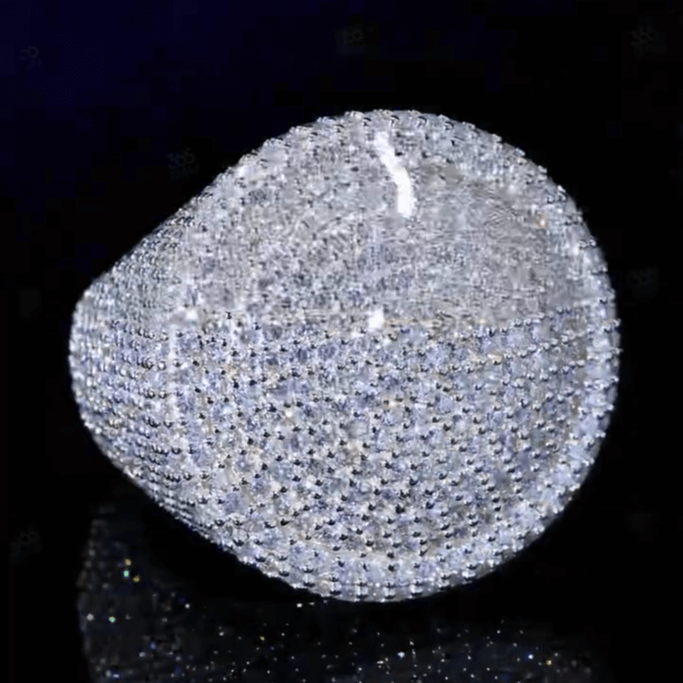 5ct Full Pavé-set Round Cut White Sapphire Championship Ring in Silver-JEWELBUYS