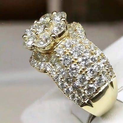 3.0Ctw Round Cut Sapphire Elegant Flower Ring-JEWELBUYS