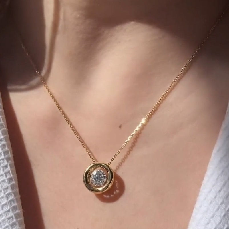 0.56ctw Round Cut Dancing Sapphire Pendant Necklace-JEWELBUYS