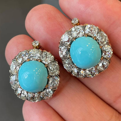 Vintage turquoise rings and earrings-JEWELBUYS