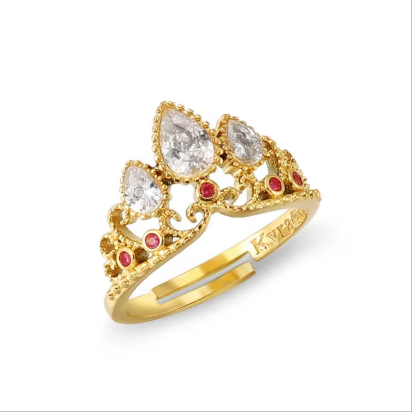 2.0ctw pear cut white and pink sapphire crown ring-JEWELBUYS