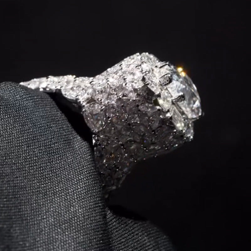 9.8ctw Pear-cut White Sapphire Pave Set Engagement Ring-JEWELBUYS