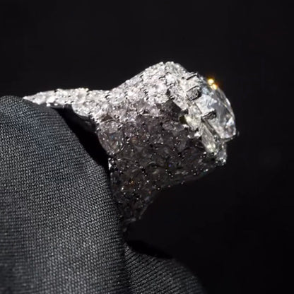 9.8ctw Pear-cut White Sapphire Pave Set Engagement Ring-JEWELBUYS