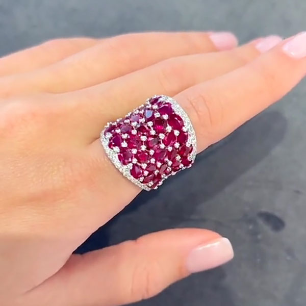 25ctw Ruby Saddle Oval Cut Ring - JEWELBUYS