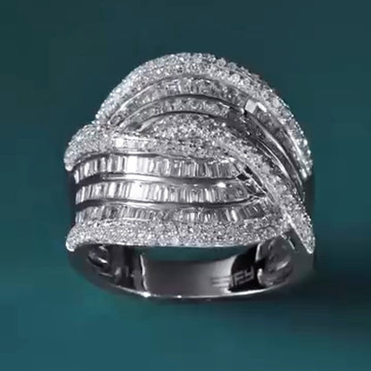 3.0Ctw dazzling sapphire crossover ring - JEWELBUYS