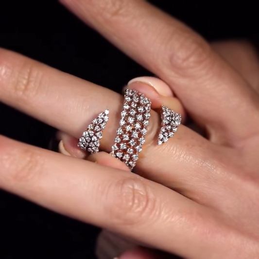 Delicate 2 ctw Round Cut White Gemstone Ribbon Cluster Ring -JEWELBUYS