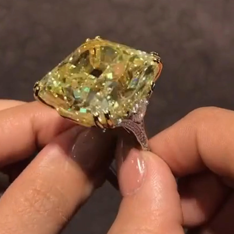 15Ct Yellow Fancy Cut Sapphire Ring-JEWELBUYS