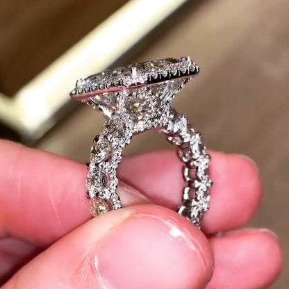 7.5ctw Radiant Cut White Sapphire Stunning Halo Engagement Ring-JEWELBUYS