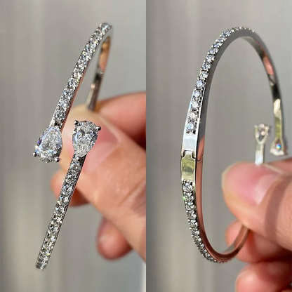 Simple 2ct Pear Cut White Sapphire 3 Claw Bracelet-JEWELBUYS