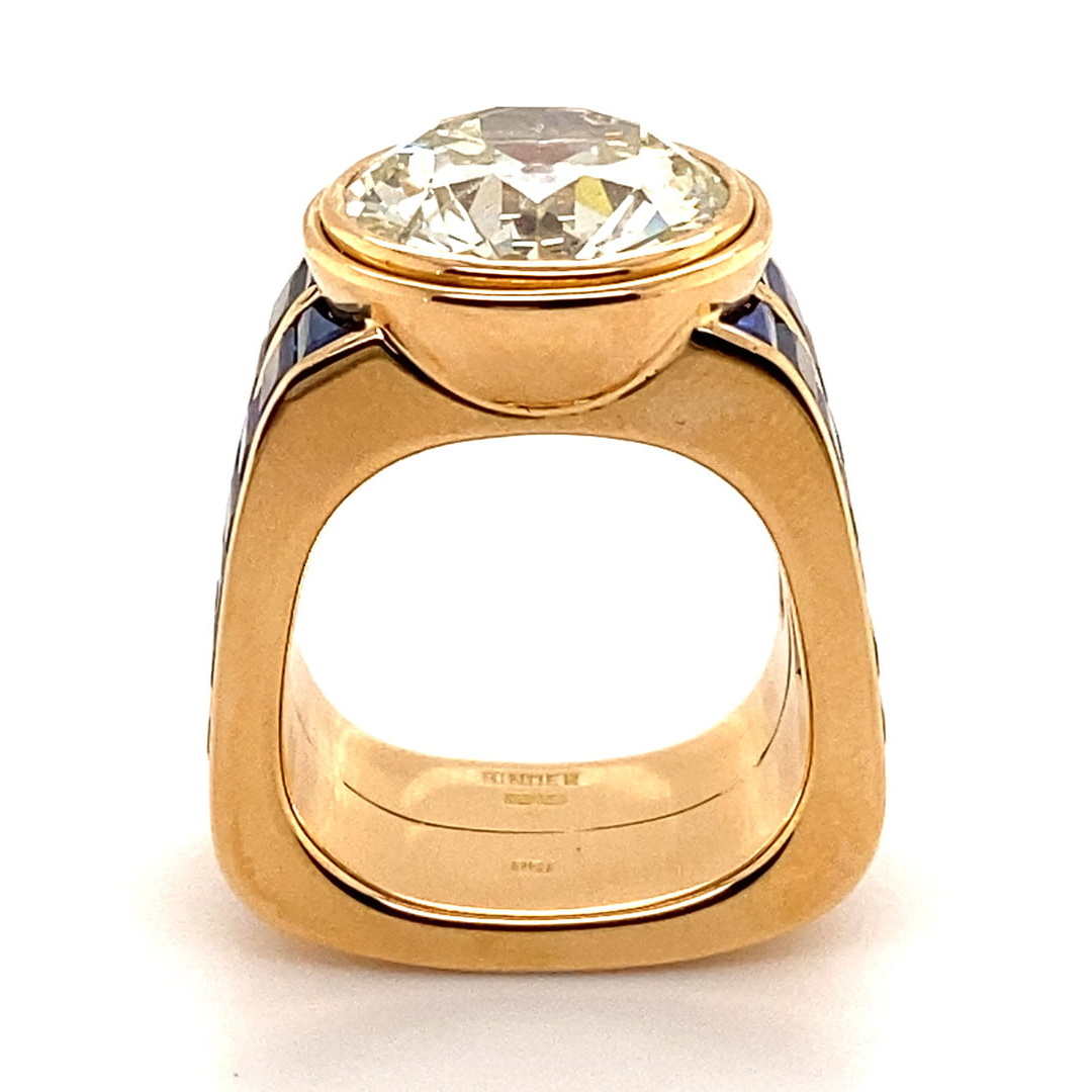 7.0ct Old European Cut Antique Blue Sapphire Ring-JEWELBUYS