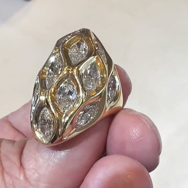 3.0Ctw marquise-cut sapphire oval dome ring- JEWELBUYS