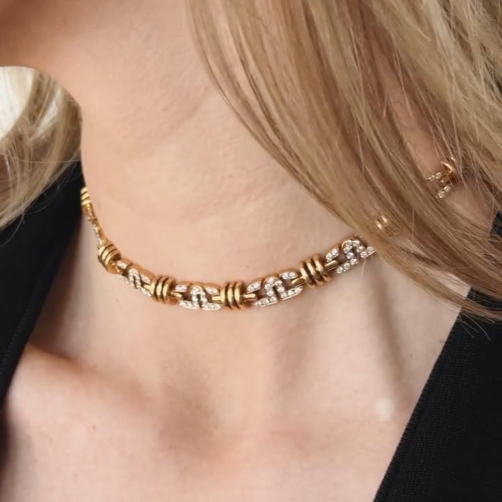 2.5Ctw Round Sapphire Chain Necklace-JEWELBUYS