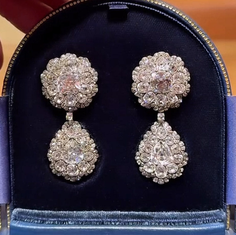 6.0ctw Multi-Cut Antique Sapphire Pendant Earrings-JEWELBUYS
