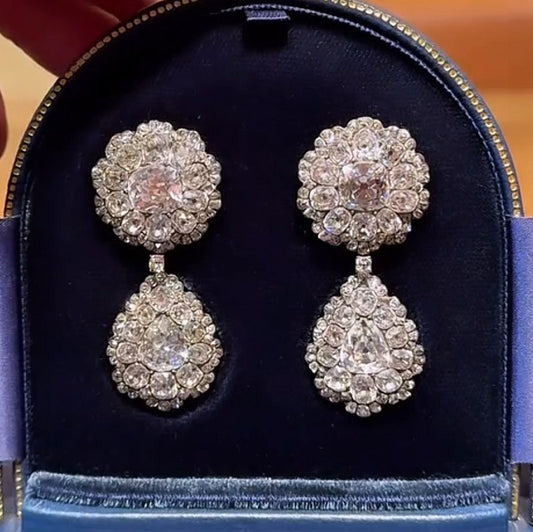 6.0ctw Multi-Cut Antique Sapphire Pendant Earrings-JEWELBUYS