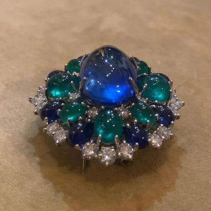 4.8Ctw Cabochon Gemstone Vintage Ring Brooch-JEWELBUYS