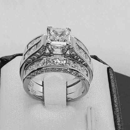 6.01ctw Princess Cut White Sapphire Stacked Engagement Ring-JEWELBUYS