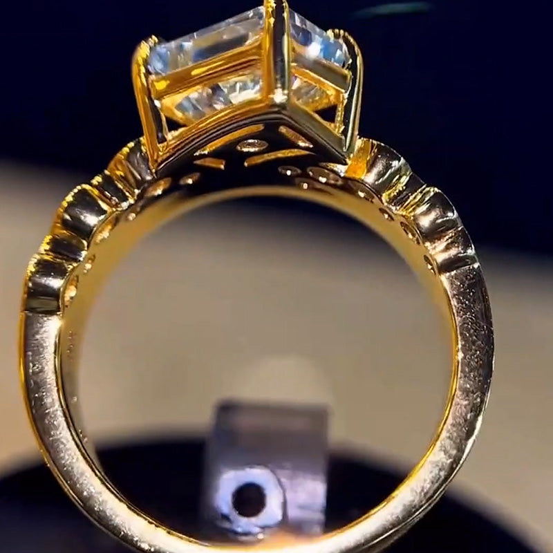 3.11Ctw Radiant Cut Aquamarine Sapphire Fashion Cocktail Ring-JEWELBUYS