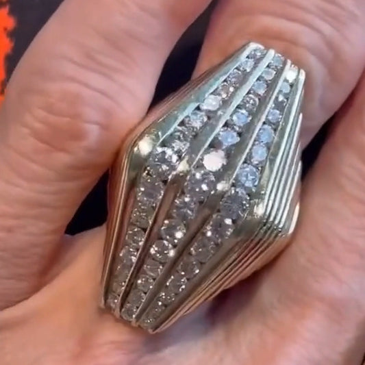 1.5ctw Architectural Sapphire Cocktail Ring-JEWELBUYS
