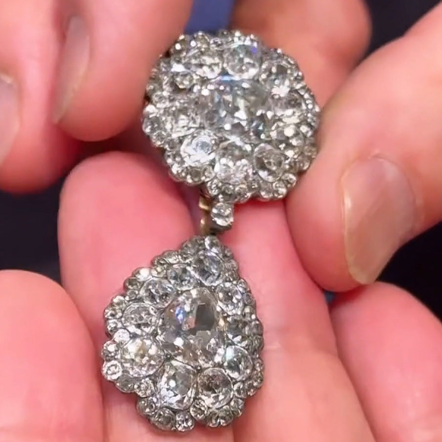 6.0ctw Multi-Cut Antique Sapphire Pendant Earrings-JEWELBUYS