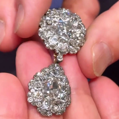 6.0ctw Multi-Cut Antique Sapphire Pendant Earrings-JEWELBUYS