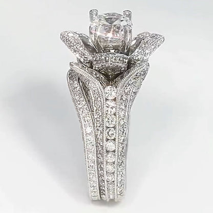 6.0ctw Round Cut Blooming Flower Diamond Engagement Ring -JEWELBUYS